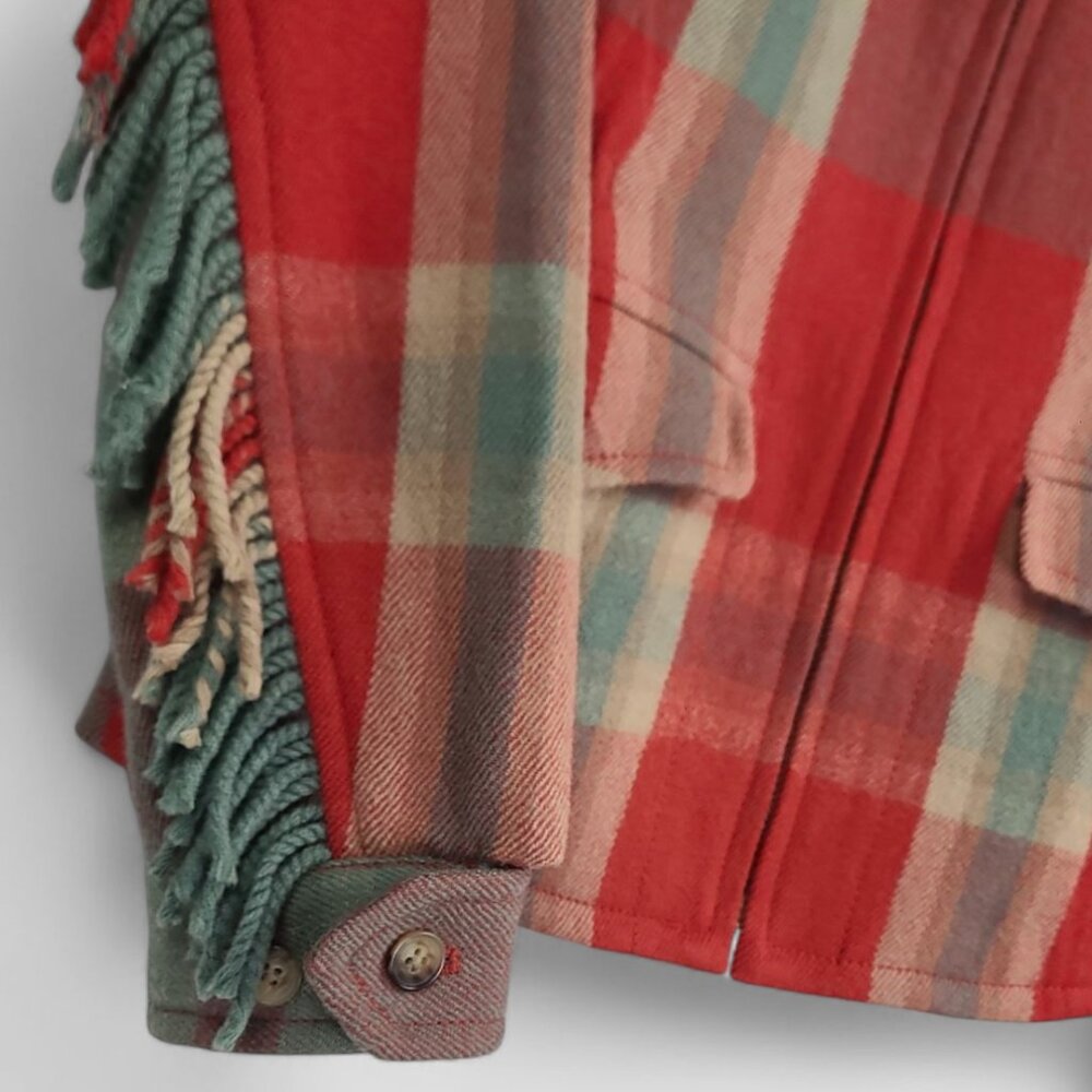 Ralph Lauren Wool Western Plaid Fringe Jacket 2 - Picture 6 of 10